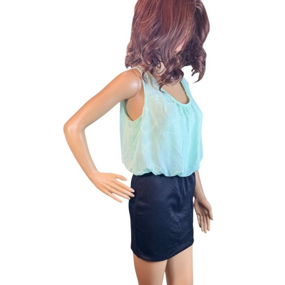 (5 for $25)Wet Seal Chiffon Top Colorblock Dress in Mint/Black Size Medium  NWT - Picture 3 of 9